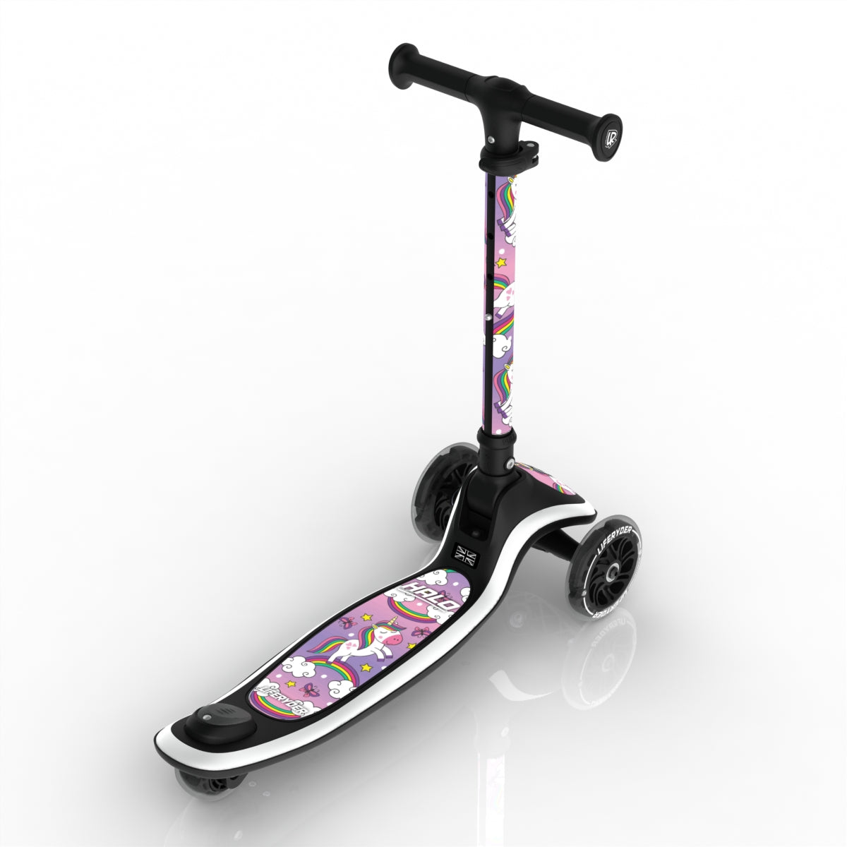 LIFERYDER HALO Unicorn 3 wheel kids scooter rear view