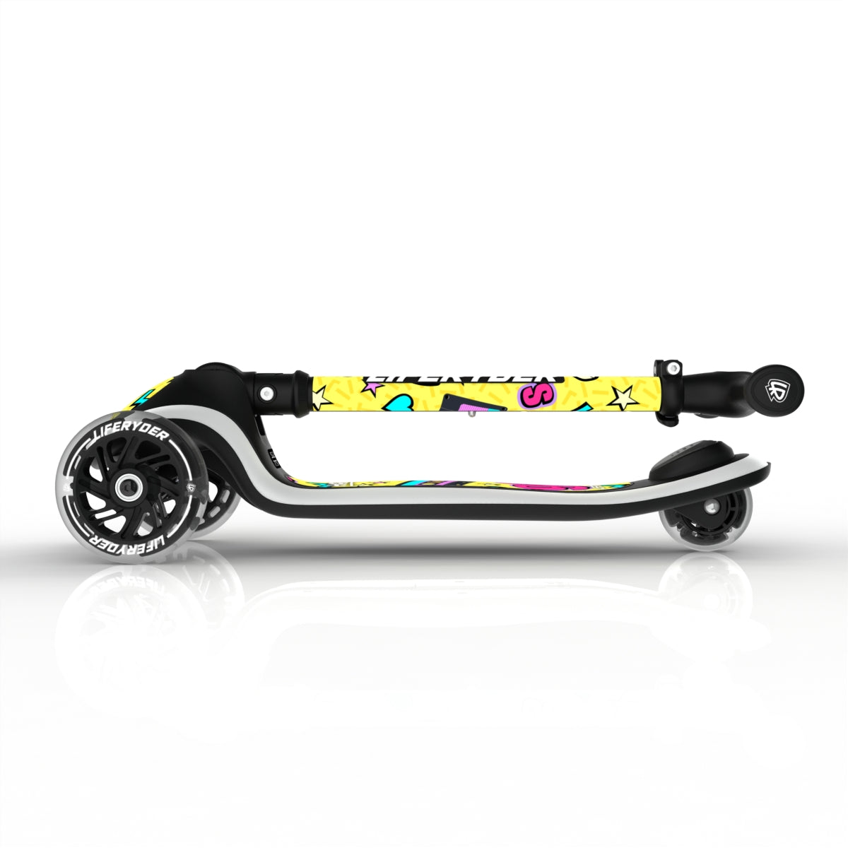 LIFERYDER HALO 90s foldable 3 wheel scooter folded view