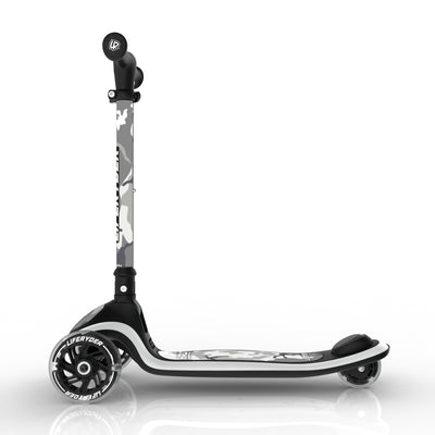 LIFERYDER HALO Arctic Camo lean-to-steer toddler scooter side view