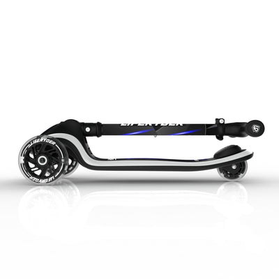 LIFERYDER HALO Blue Stealth foldable 3 wheel scooter folded view