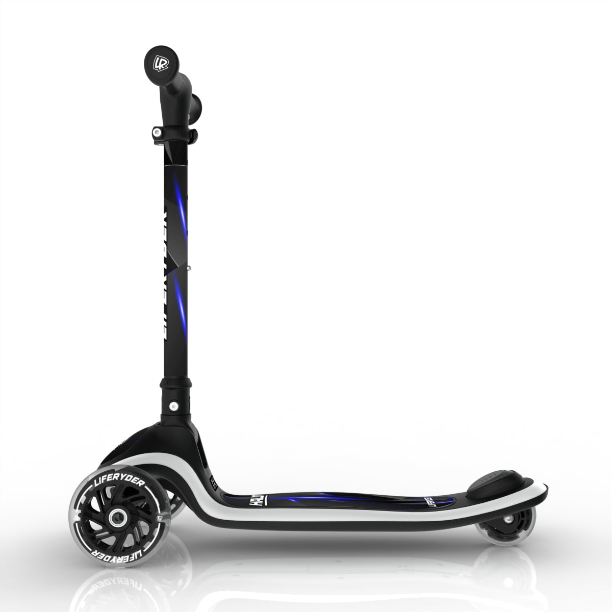 LIFERYDER HALO Blue Stealth lean-to-steer toddler scooter side view