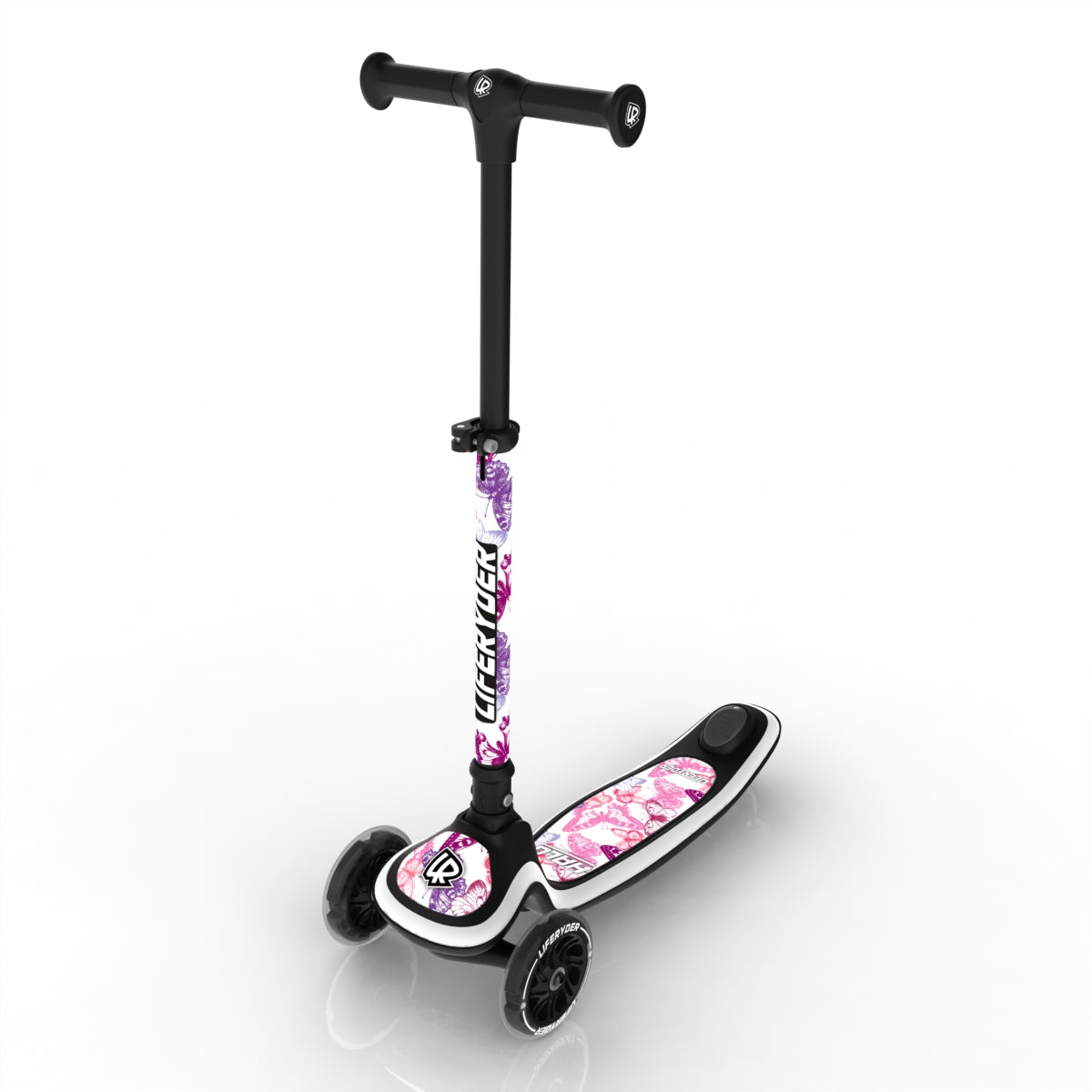 LIFERYDER HALO Butterflies adjustable height toddler scooter extended view