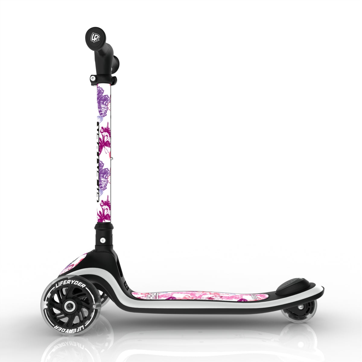 LIFERYDER HALO Butterflies lean-to-steer toddler scooter side view
