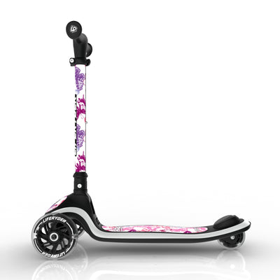 LIFERYDER HALO Butterflies lean-to-steer toddler scooter side view