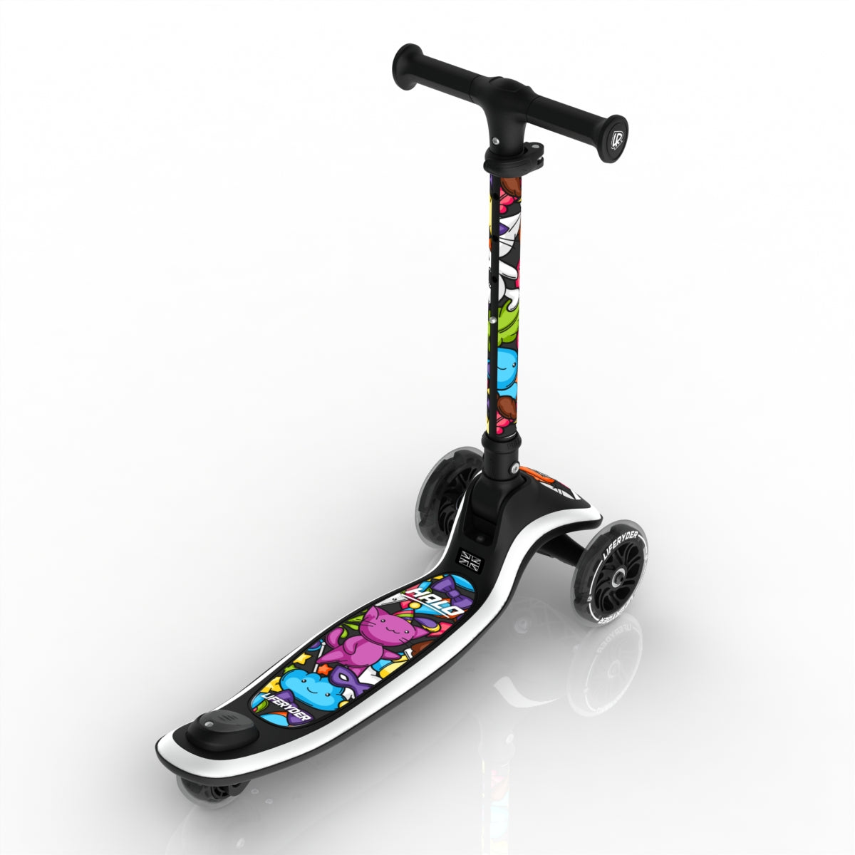 LIFERYDER HALO Carnival Cats 3 wheel kids scooter rear view