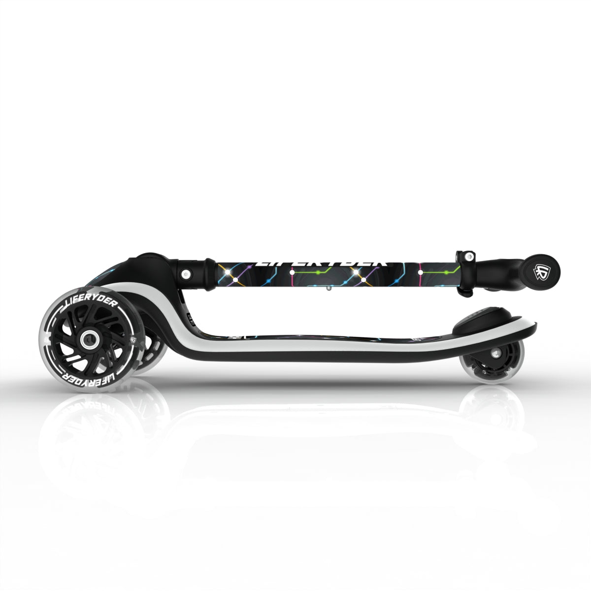 LIFERYDER HALO Cyber Metro foldable 3 wheel scooter folded view