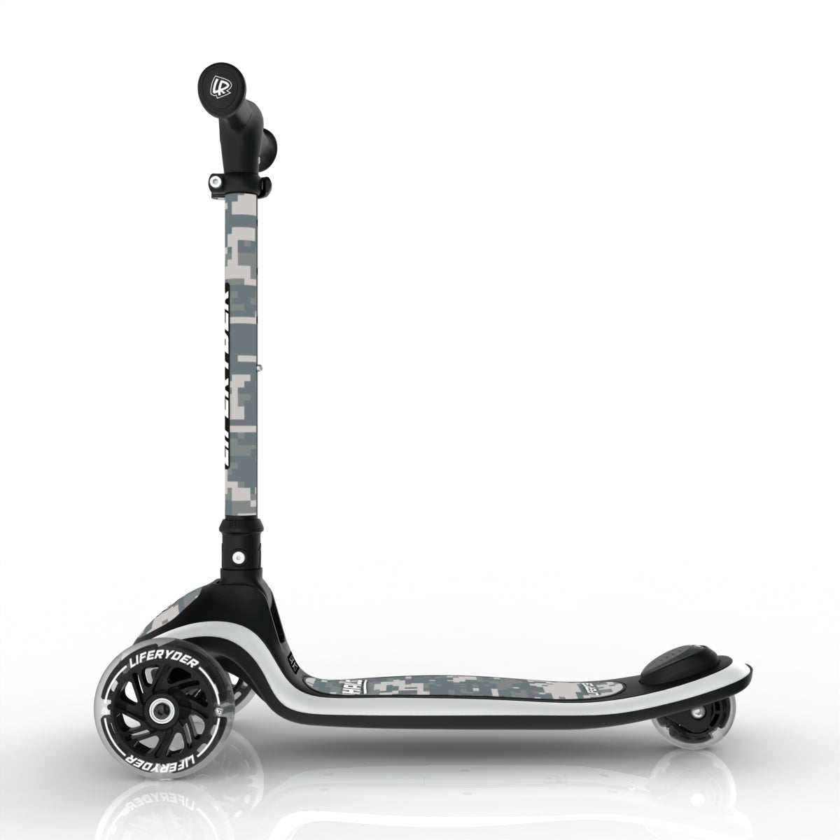LIFERYDER HALO Digital Camo lean-to-steer toddler scooter side view