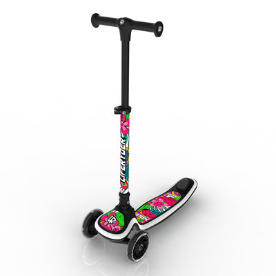 LIFERYDER HALO Flower Power adjustable height toddler scooter extended view