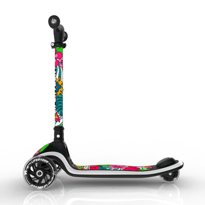 LIFERYDER HALO Flower Power lean-to-steer toddler scooter side view