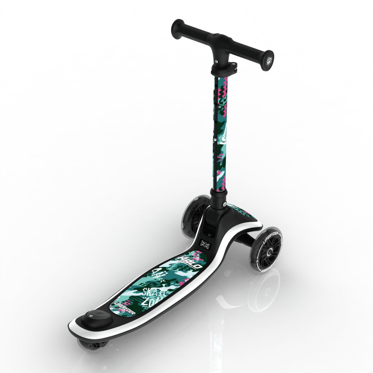 LIFERYDER HALO Ghost Rider 3 wheel kids scooter rear view