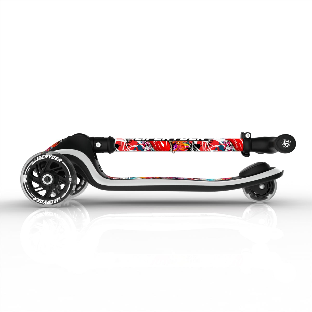 LIFERYDER HALO Graffiti foldable 3 wheel scooter folded view