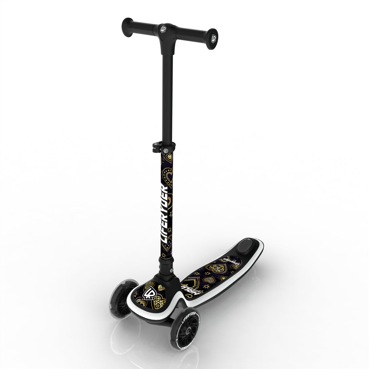 LIFERYDER HALO Hearts of Gold adjustable height toddler scooter extended view