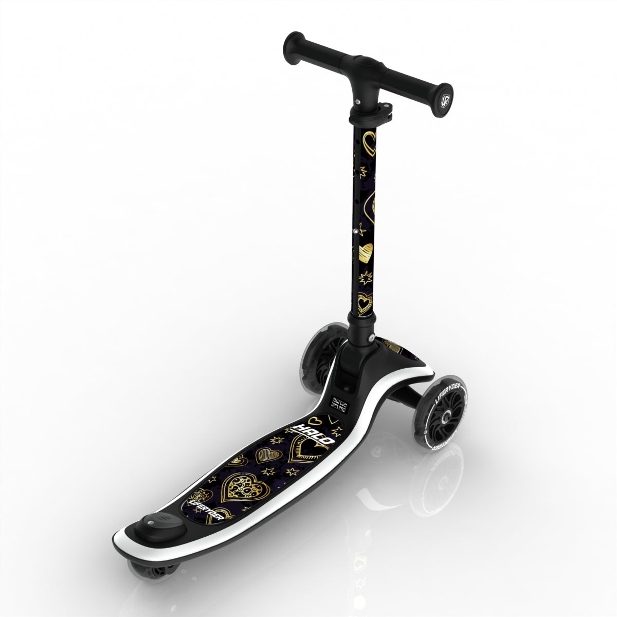 LIFERYDER HALO Hearts of Gold 3 wheel kids scooter rear view