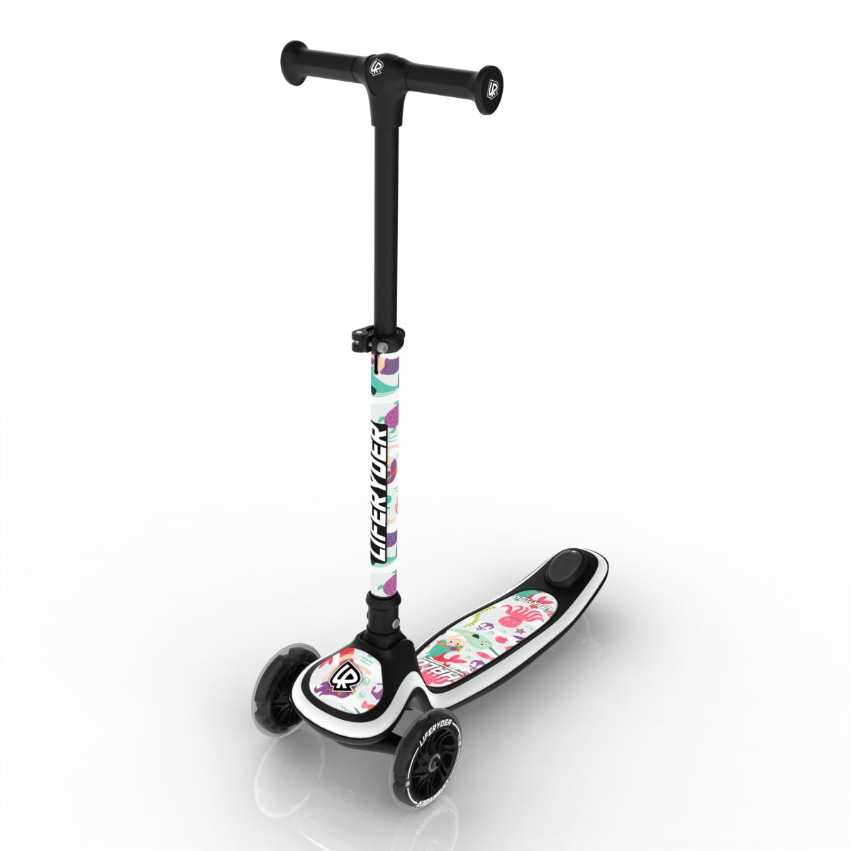 LIFERYDER HALO Mermaids & Dolphins adjustable height toddler scooter extended view