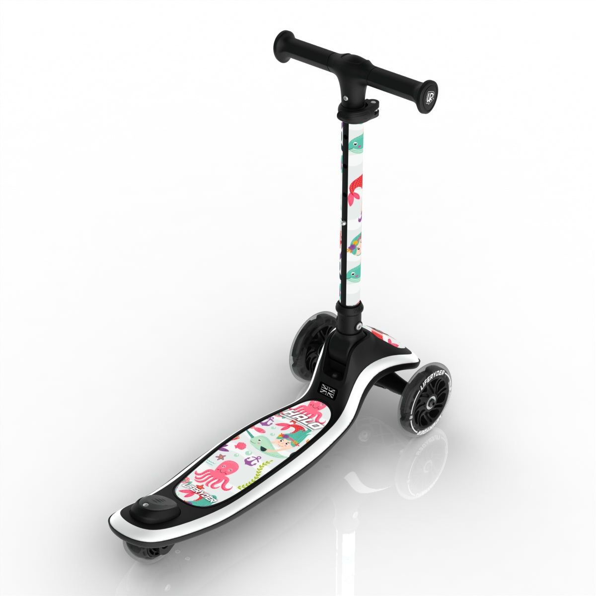 LIFERYDER HALO Mermaids & Dolphins 3 wheel kids scooter rear view