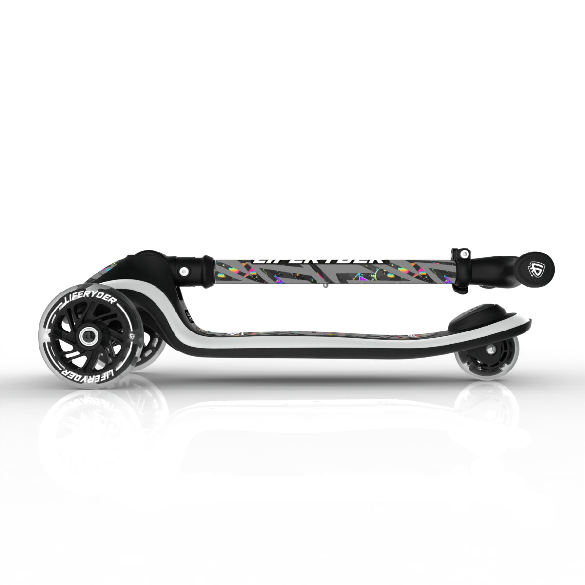 LIFERYDER HALO Moonshine foldable 3 wheel scooter folded view