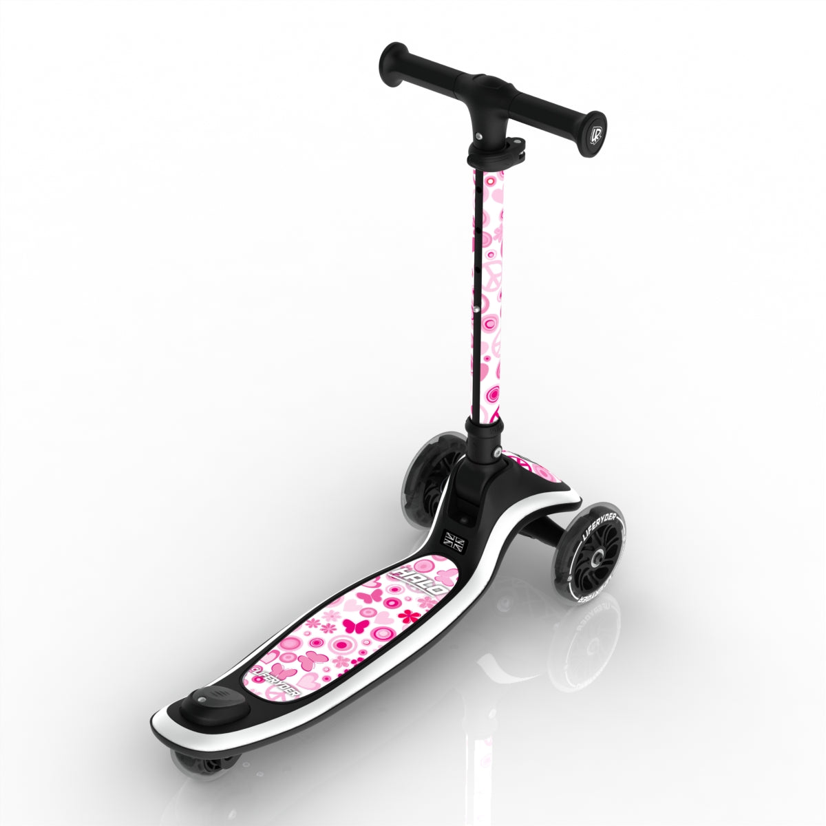 LIFERYDER HALO Peace & Love 3 wheel kids scooter rear view