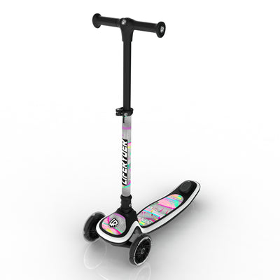 LIFERYDER HALO Pink Glitch adjustable height toddler scooter extended view