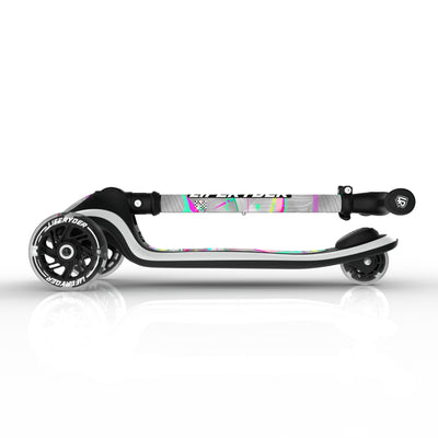 LIFERYDER HALO Pink Glitch foldable 3 wheel scooter folded view