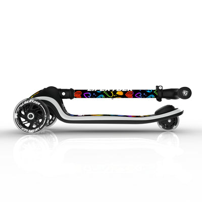LIFERYDER HALO Rainbow Hearts foldable 3 wheel scooter folded view