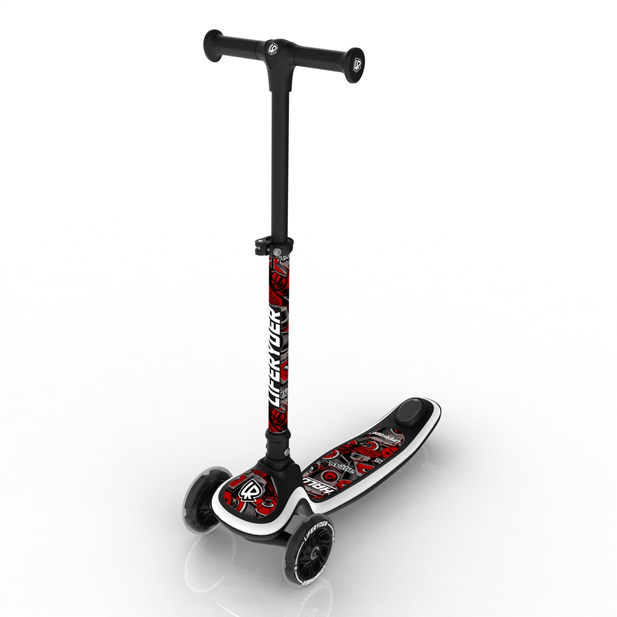 LIFERYDER HALO Red Mist adjustable height toddler scooter extended view