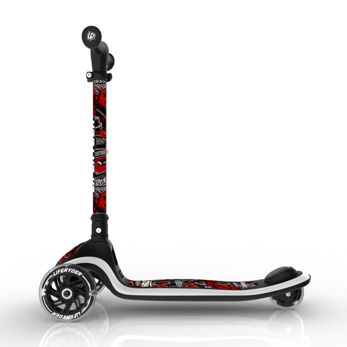 LIFERYDER HALO Red Mist lean-to-steer toddler scooter side view