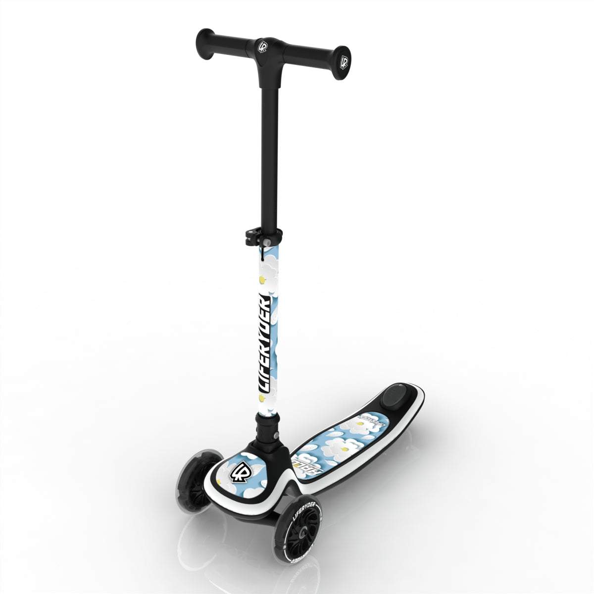 LIFERYDER HALO Sakura Clouds adjustable height toddler scooter extended view