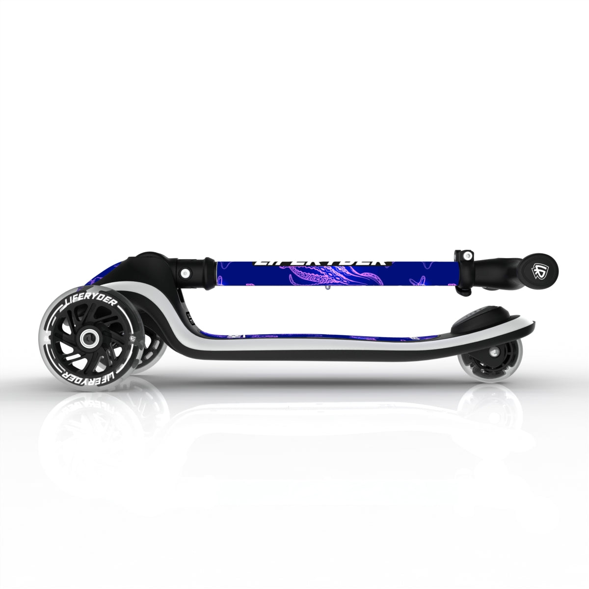LIFERYDER HALO Ultraviolet foldable 3 wheel scooter folded view