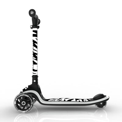 LIFERYDER HALO Zebra Stripes lean-to-steer toddler scooter side view