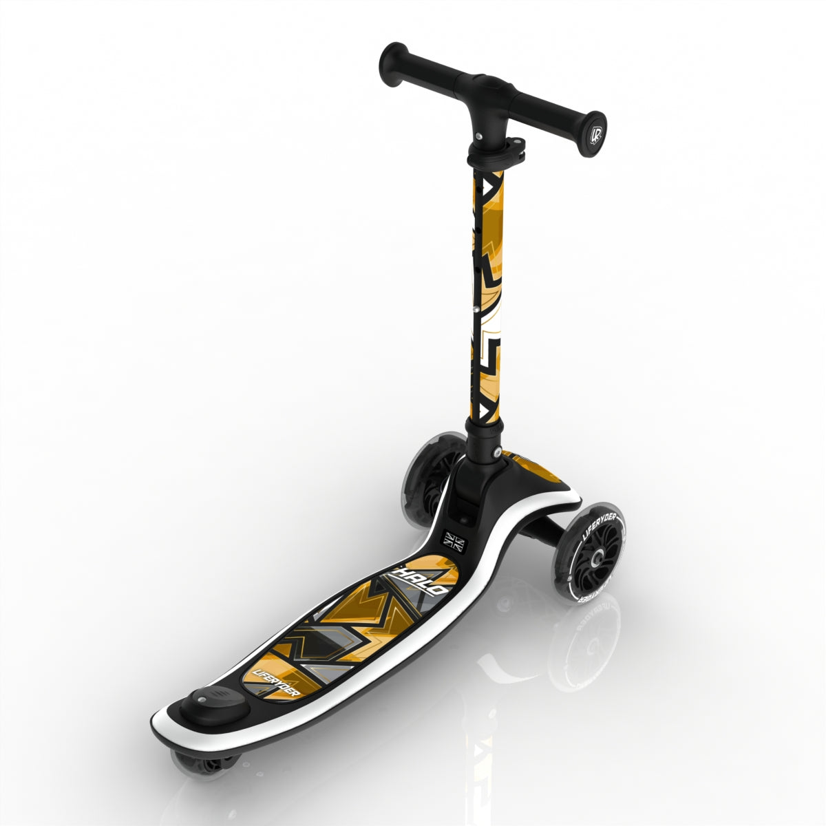 LIFERYDER HALO 24ct Gold 3 wheel kids scooter rear view