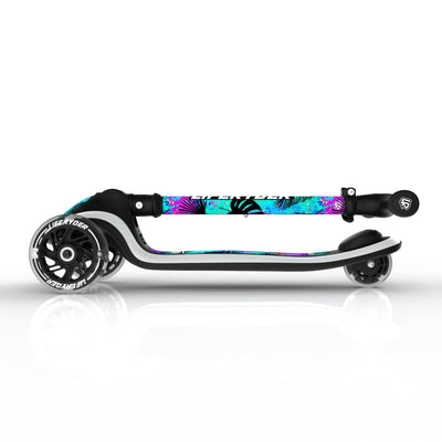 LIFERYDER HALO Neon Palm foldable 3 wheel scooter folded view