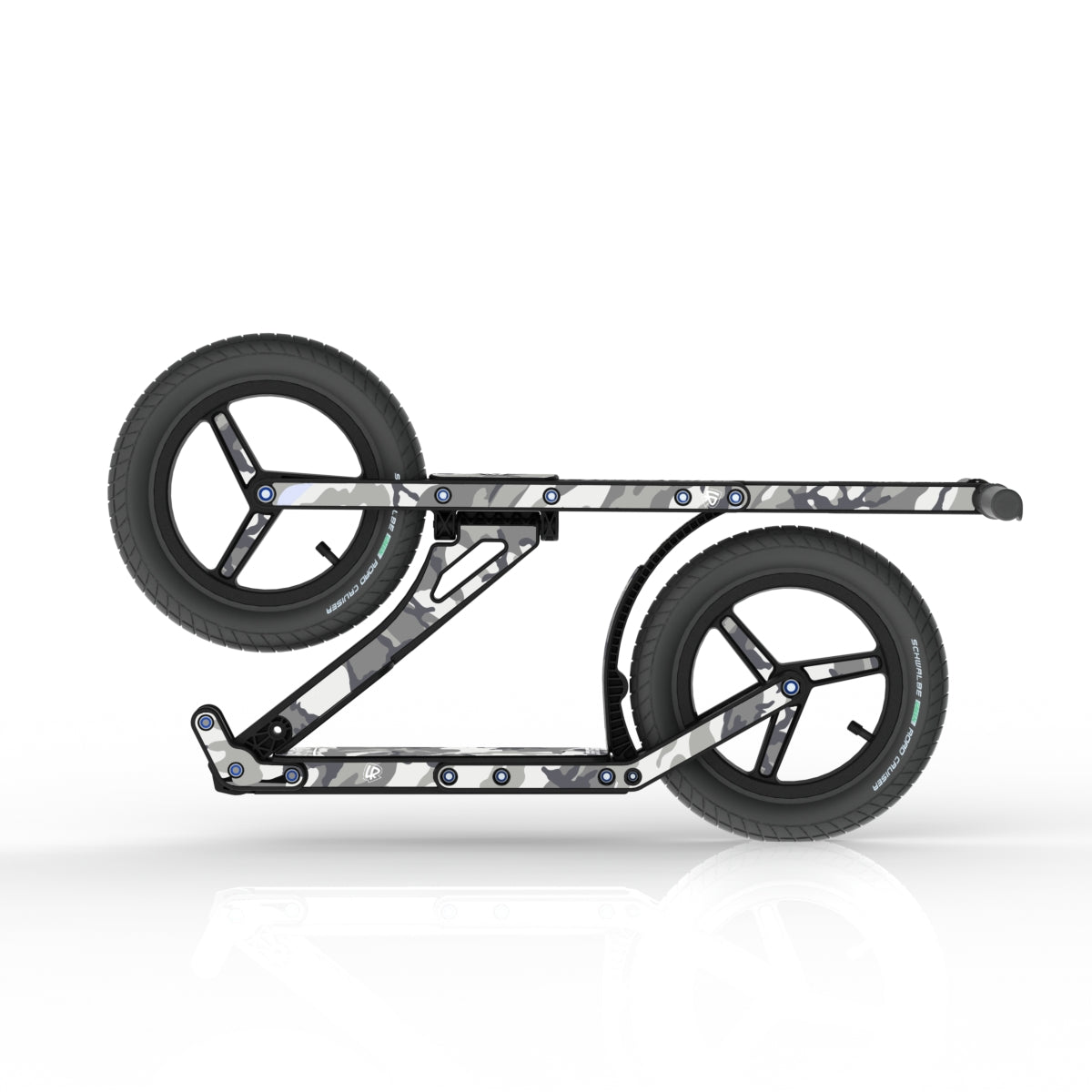 LIFERYDER INFINITY Arctic Camo collapsible big wheel scooter folded view