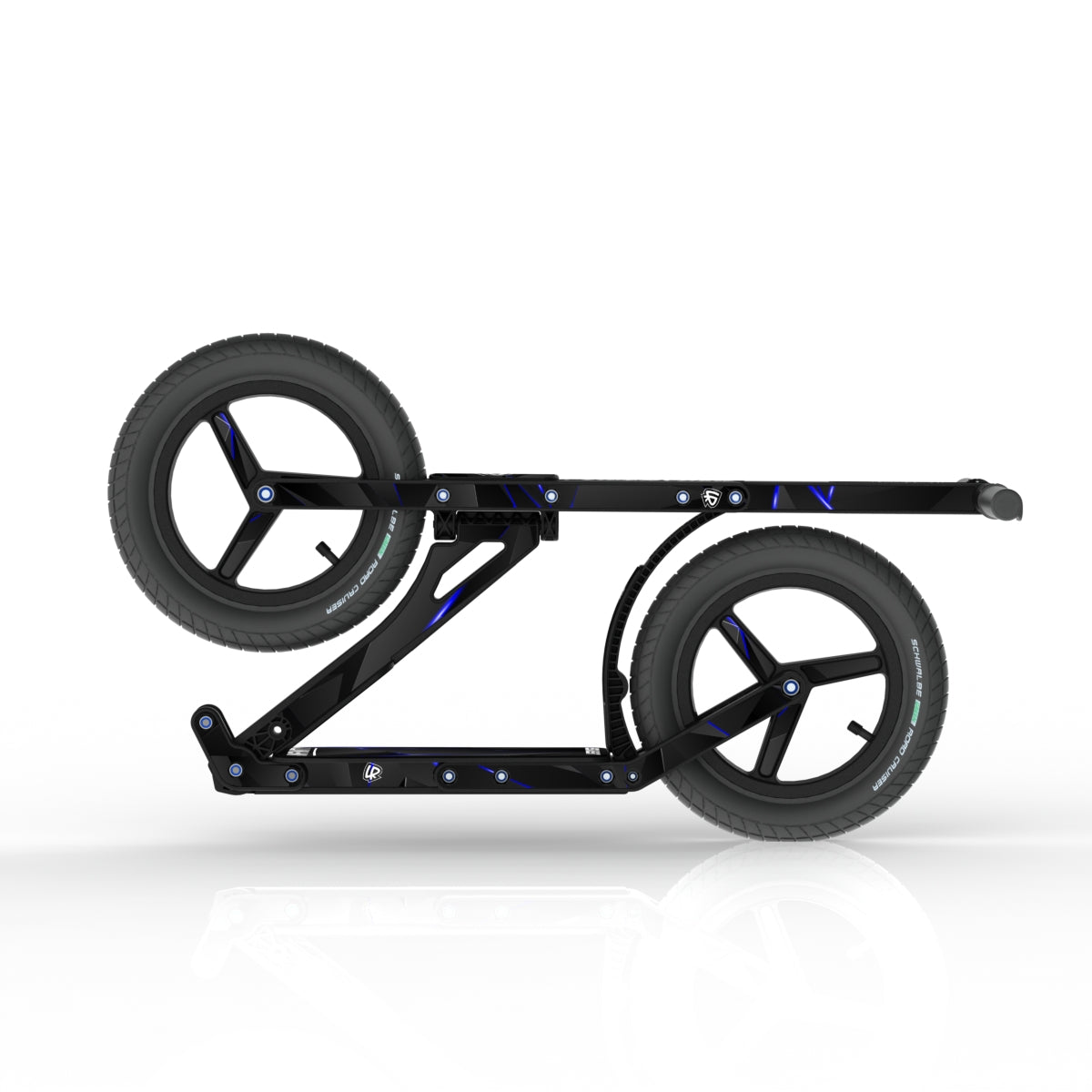 LIFERYDER INFINITY Blue Stealth collapsible big wheel scooter folded view