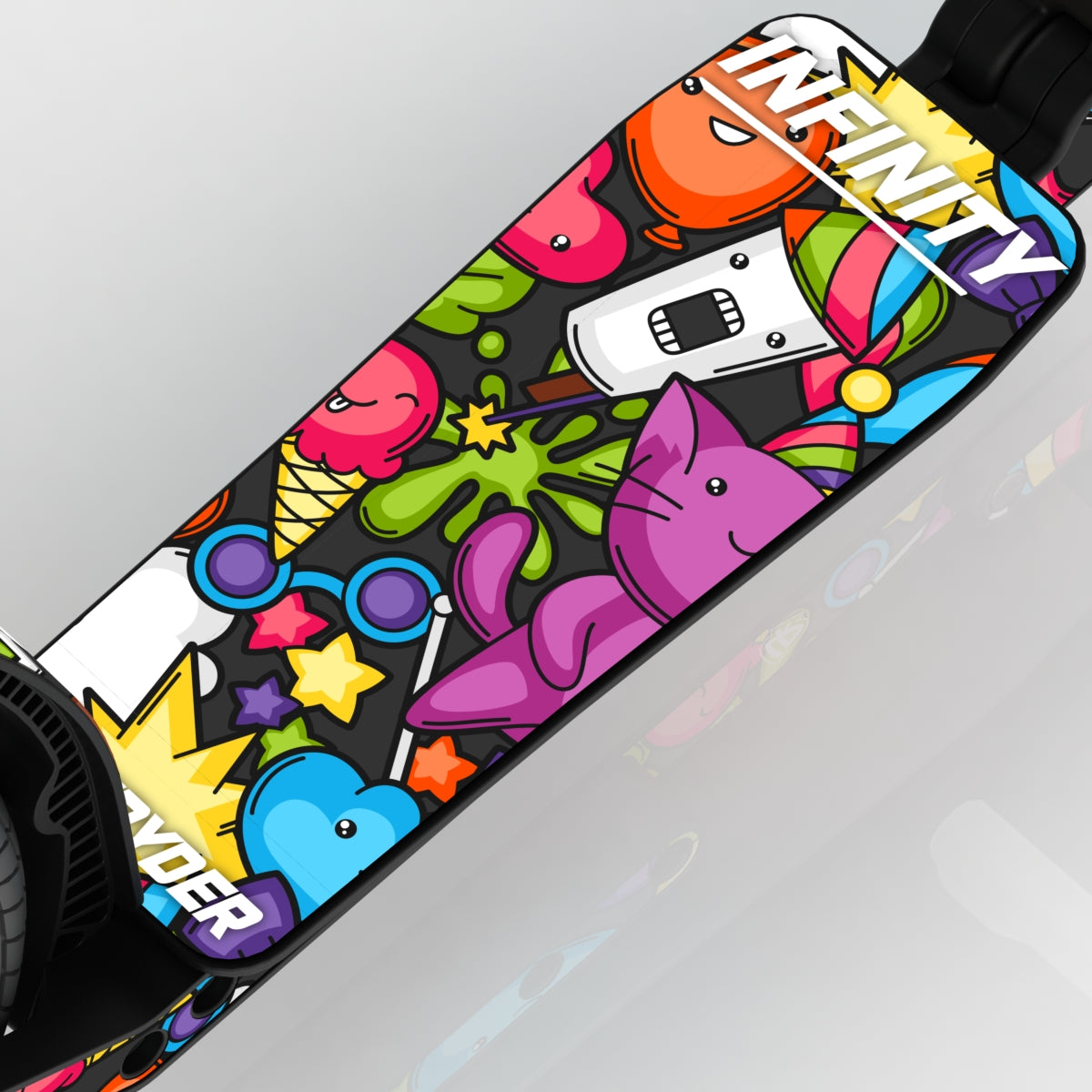 LIFERYDER INFINITY Carnival Cats wide scooter deck deck detail