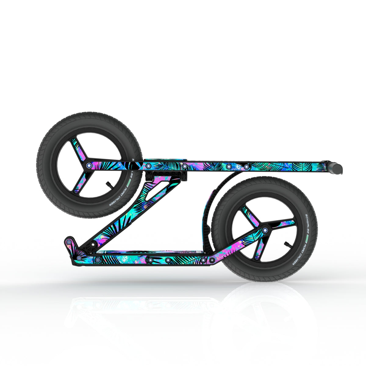 LIFERYDER INFINITY Neon Palm collapsible big wheel scooter folded view