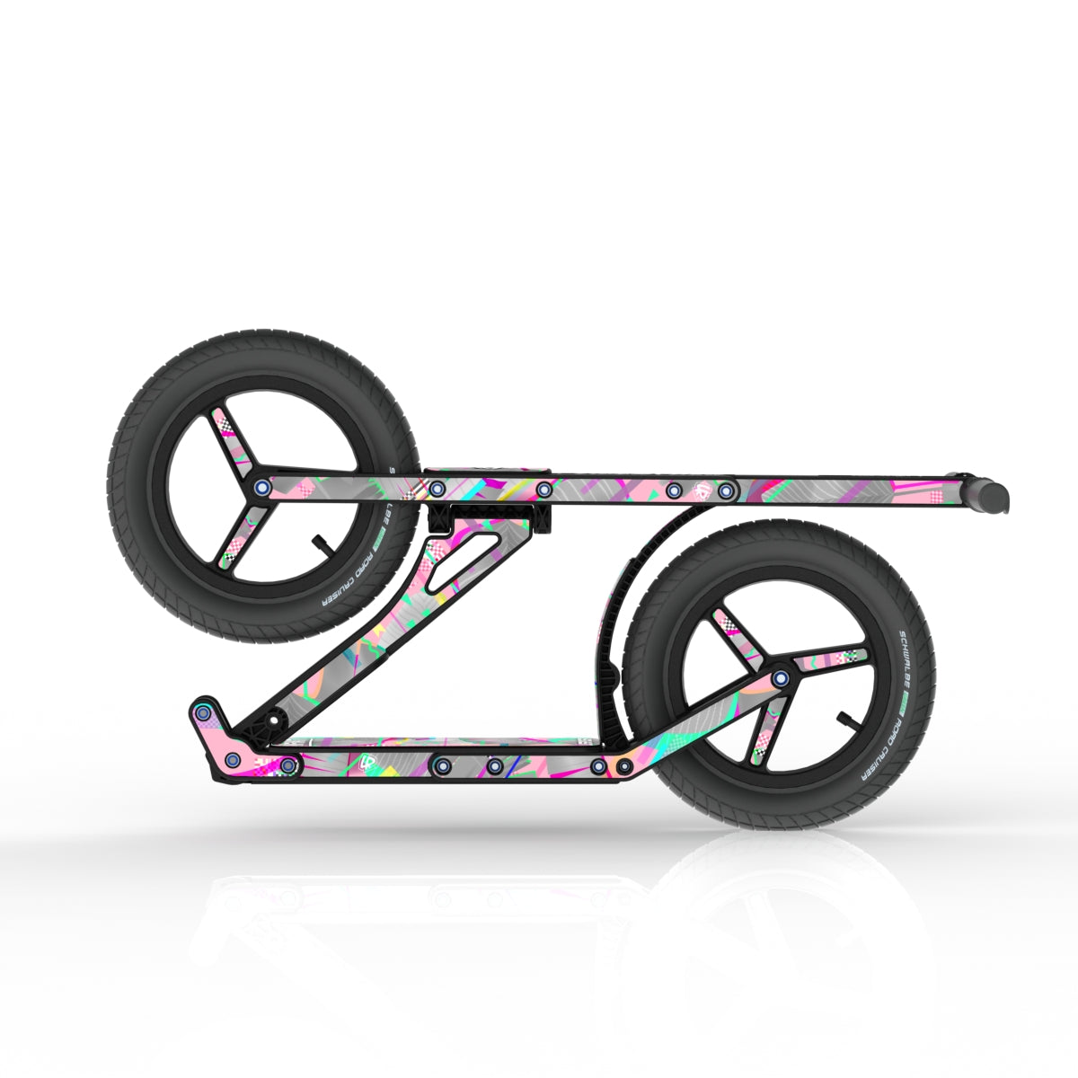 LIFERYDER INFINITY Pink Glitch collapsible big wheel scooter folded view