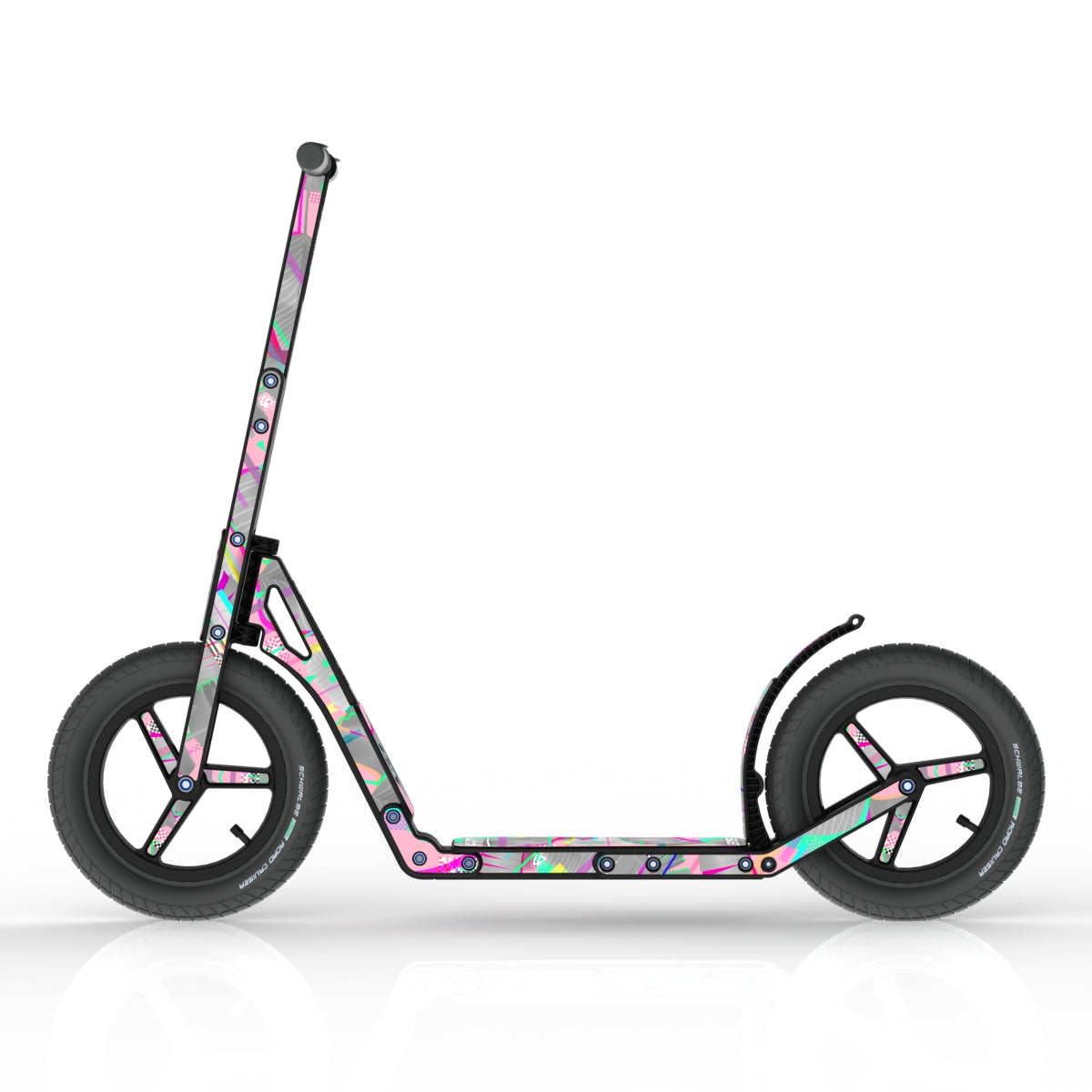 LIFERYDER INFINITY Pink Glitch all-terrain kids scooter side view