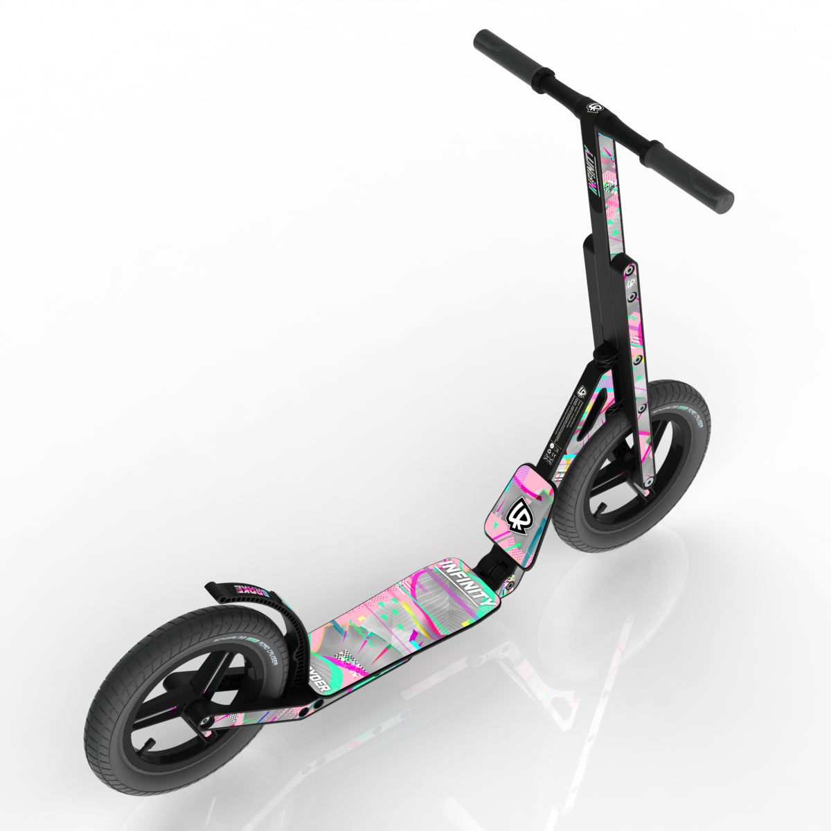 LIFERYDER INFINITY Pink Glitch 12 inch air tyre scooter top view