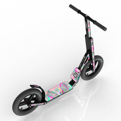LIFERYDER INFINITY Pink Glitch 12 inch air tyre scooter top view