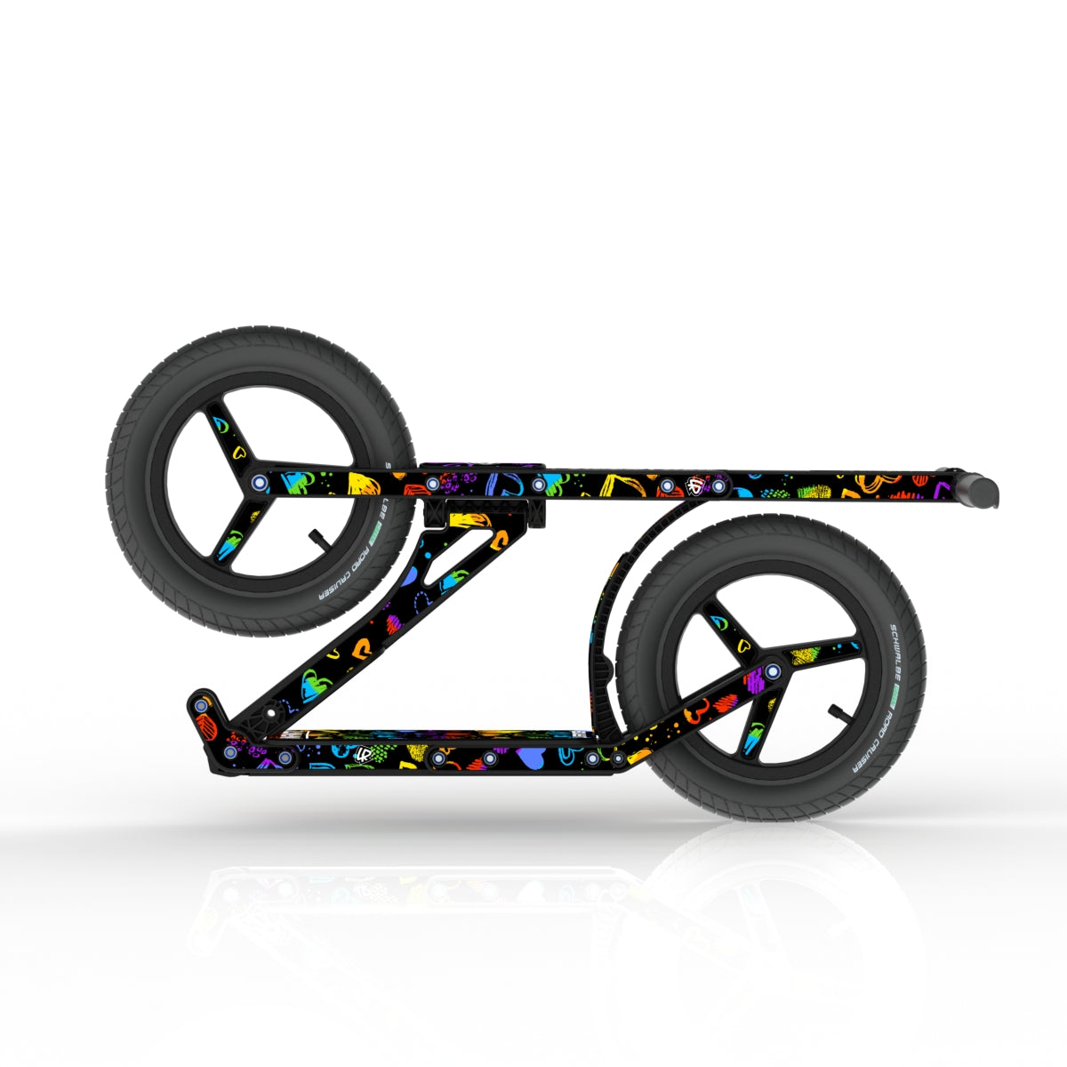 LIFERYDER INFINITY Rainbow Hearts collapsible big wheel scooter folded view
