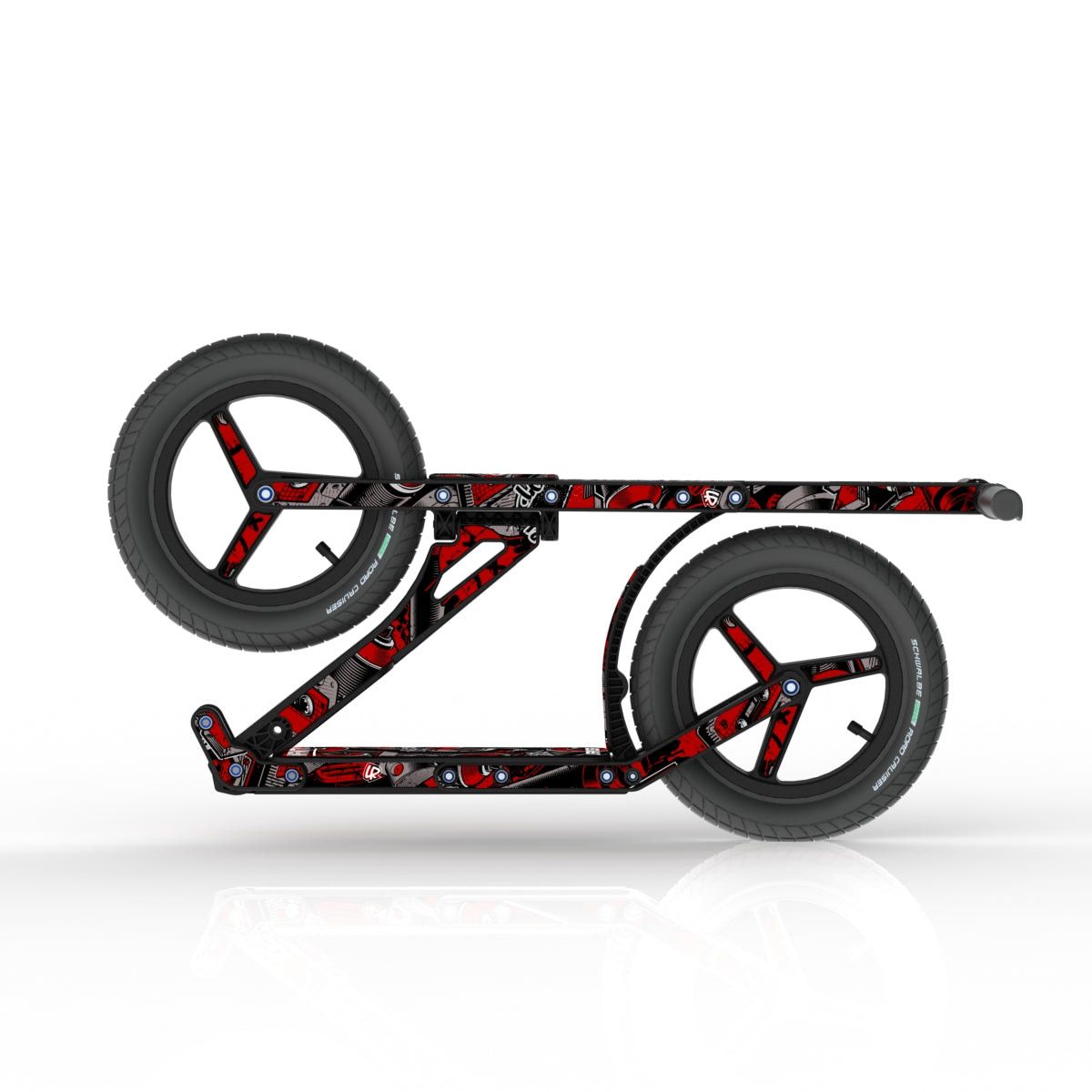 LIFERYDER INFINITY Red Mist collapsible big wheel scooter folded view