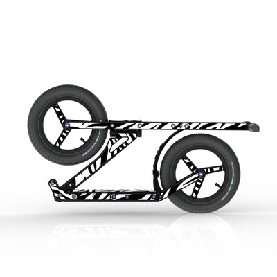 LIFERYDER INFINITY Zebra Stripes collapsible big wheel scooter folded view