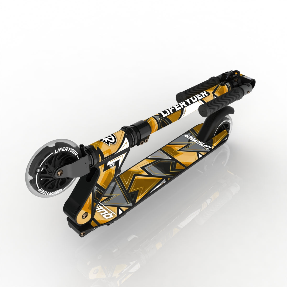LIFERYDER QUEST 24ct Gold folding kids scooter folded view