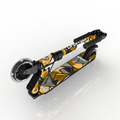 LIFERYDER QUEST 24ct Gold folding kids scooter folded view