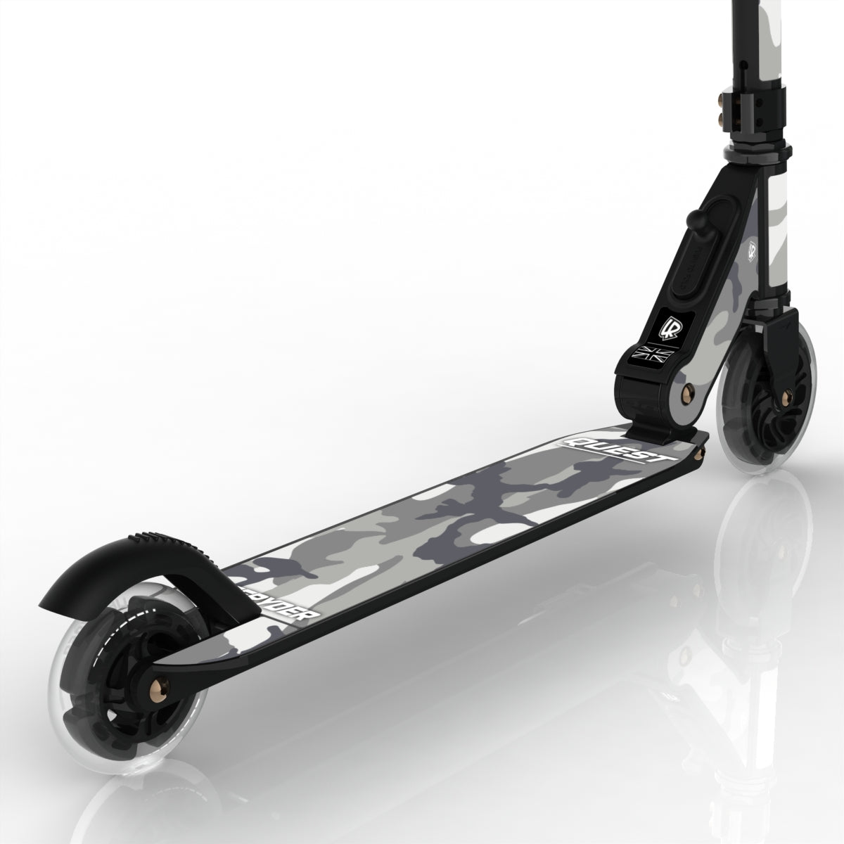 LIFERYDER QUEST Arctic Camo light-up LED wheels scooter detail