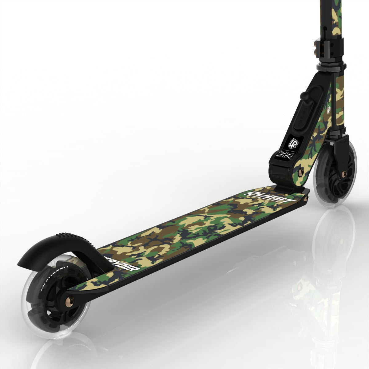 LIFERYDER QUEST Army Camo light-up LED wheels scooter detail