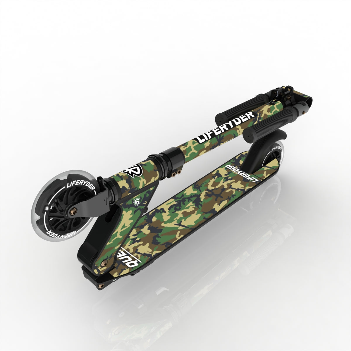 LIFERYDER QUEST Army Camo folding kids scooter folded view