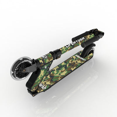 LIFERYDER QUEST Army Camo folding kids scooter folded view