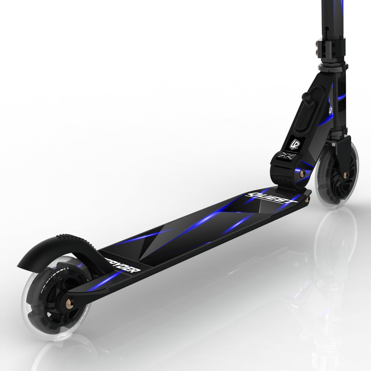 LIFERYDER QUEST Blue Stealth light-up LED wheels scooter detail