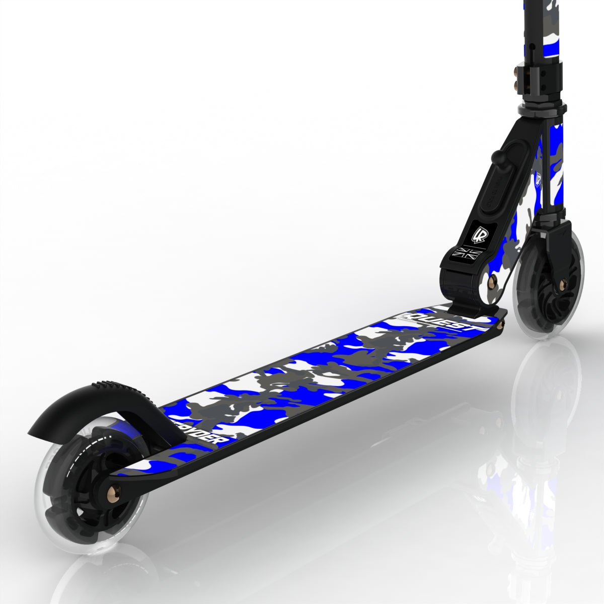 LIFERYDER QUEST Blue Storm light-up LED wheels scooter detail